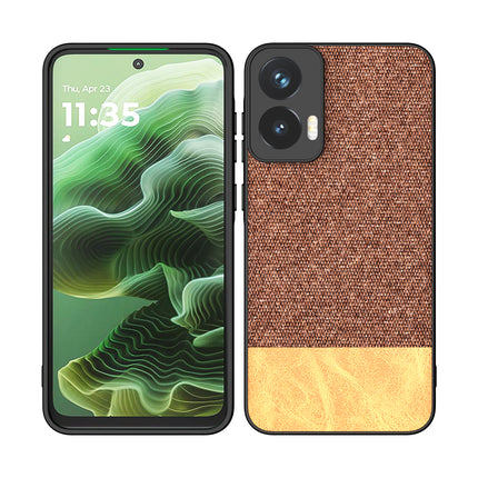 Kapa Soft Fabric & Leather Hybrid Protective Back Cover for Moto G35 | Shockproof Slim Hard Anti Slip Back Case (Brown)