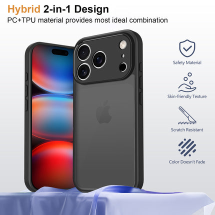 Kapa Smoked Hawkeye Matte Slim Tough Back Cover for Apple iPhone 17 Pro | Camera Lens Protector Anti Yellow Shockproof Matte Hybrid Case Cover (Smoked Black)