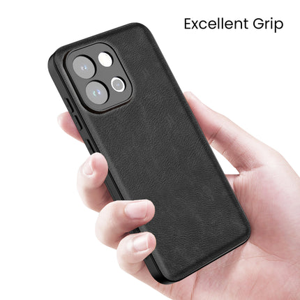 Kapa Tux Leather Back Cover for OnePlus 13S | Slim Shockproof Camera Protection Bumper Case (Black)