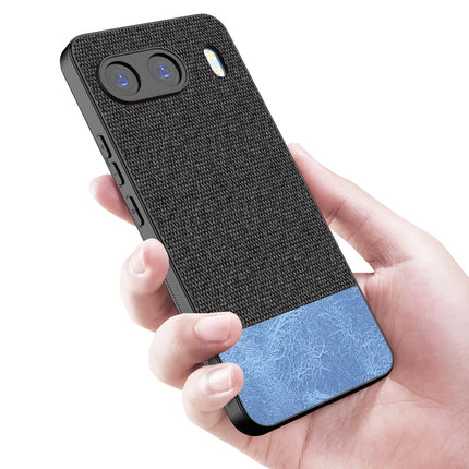 Kapa Soft Fabric & Leather Hybrid Protective Back Cover for OnePlus Nord 4 | Shockproof Slim Hard Anti Slip Back Case (Black,Blue)