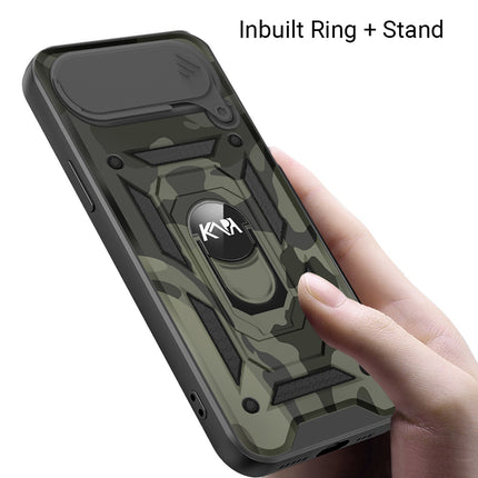Kapa Tank Back Cover for Apple iPhone 17 Air | Inbuilt Ring + Slider Shockproof Lens Protection Bumper Back Case (Black)