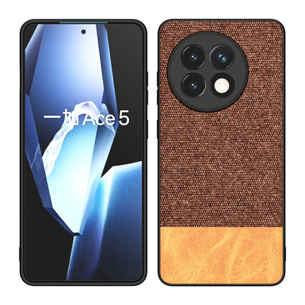 Kapa Soft Fabric & Leather Hybrid Protective Back Cover for OnePlus 13R | Shockproof Slim Hard Anti Slip Back Case (Brown)
