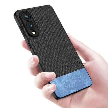 Kapa Soft Fabric & Leather Hybrid Protective Back Cover for Samsung Galaxy S25 Edge | Shockproof Slim Hard Anti Slip Back Case (Black,Blue)