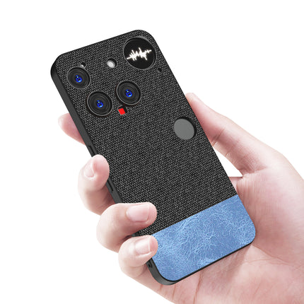 Kapa Soft Fabric & Leather Hybrid Protective Back Cover for Nothing Phone 3 5G | Shockproof Slim Hard Anti Slip Back Case (Black,Blue)