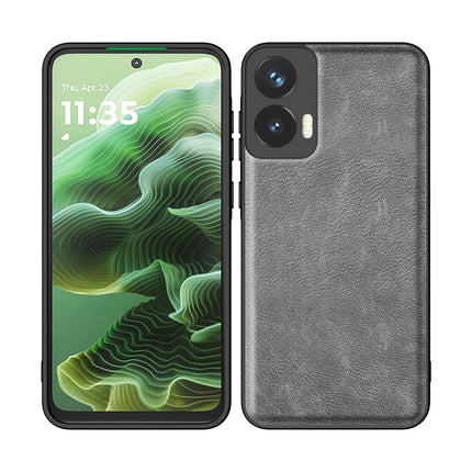Kapa Tux Leather Back Cover for Moto G35 | Slim Shockproof Camera Protection Bumper Case (Grey)