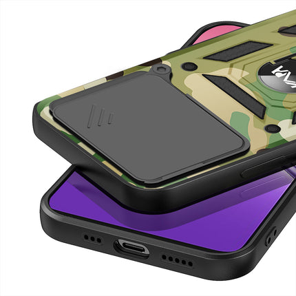 Kapa Tank Back Cover for Oppo F29 5G | Inbuilt Ring + Slider Shockproof Lens Protection Bumper Back Case (Green)