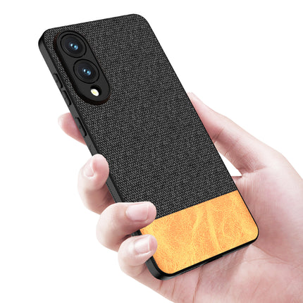 Kapa Soft Fabric & Leather Hybrid Protective Back Cover for Samsung Galaxy S25 Edge | Shockproof Slim Hard Anti Slip Back Case (Black,Brown)