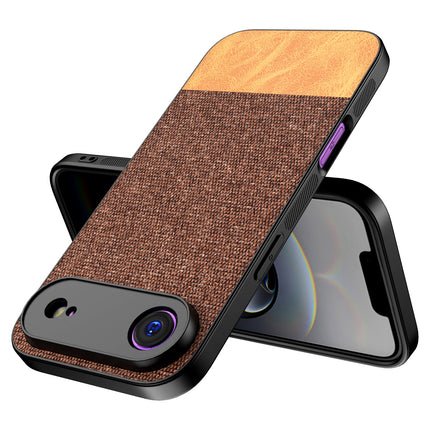 Kapa Soft Fabric & Leather Hybrid Protective Back Cover for Apple iPhone 17 Air | Shockproof Slim Hard Anti Slip Back Case (Brown) - Mobizang