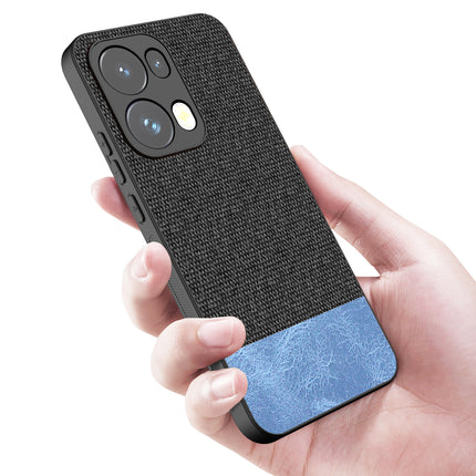 Kapa Soft Fabric & Leather Hybrid Protective Back Cover for Oppo Reno 13 Pro | Shockproof Slim Hard Anti Slip Back Case (Black,Blue)