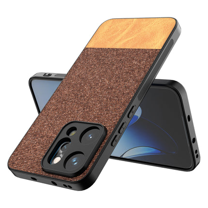 Kapa Soft Fabric & Leather Hybrid Protective Back Cover for Oppo Reno 14 PRO 5G | Shockproof Slim Hard Anti Slip Back Case (Brown) - Mobizang