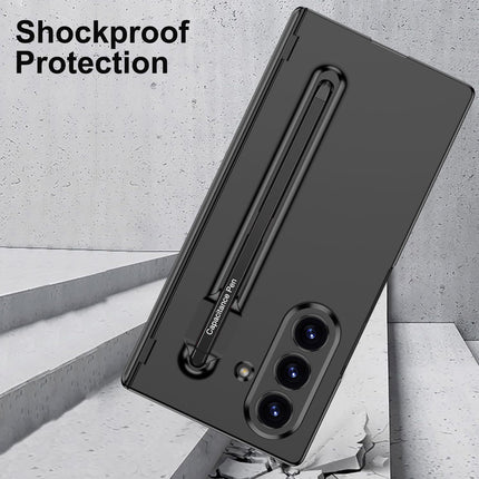 Kapa Contrast Magnetic Hinge Case for Samsung Galaxy Z Fold 7 | Inbuilt S-Pen Holder Slim Back Cover (Black with Black Pen)