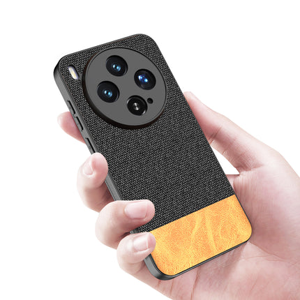 Kapa Soft Fabric & Leather Hybrid Protective Back Cover for Vivo X300 5G | Shockproof Slim Hard Anti Slip Back Case (Black,Brown)