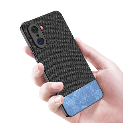 Kapa Soft Fabric & Leather Hybrid Protective Back Cover for OnePlus Nord CE 5 | Shockproof Slim Hard Anti Slip Back Case (Black,Blue)