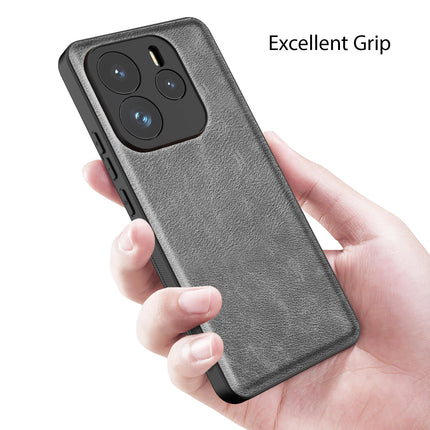 Kapa Tux Leather Back Cover for Redmi Note 14 (5G) | Slim Shockproof Camera Protection Bumper Case (Grey)