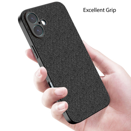 Kapa Soft Full Fabric Protective Back Case Cover for Apple iPhone 16 | Shockproof Slim Hard Anti Slip Back Case (Black) - Mobizang