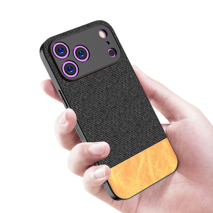 Kapa Soft Fabric & Leather Hybrid Protective Back Cover for Apple iPhone 17 Pro | Shockproof Slim Hard Anti Slip Back Case (Black,Brown)
