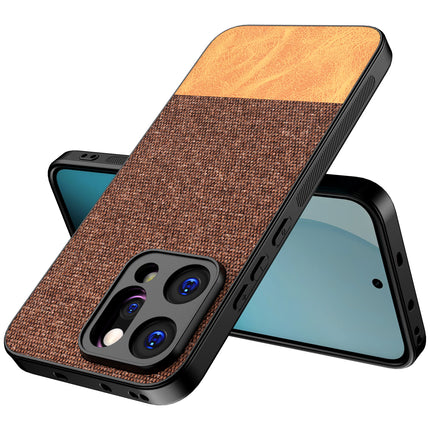 Kapa Soft Fabric & Leather Hybrid Protective Back Cover for Oppo Reno 14 5G | Shockproof Slim Hard Anti Slip Back Case (Brown) - Mobizang