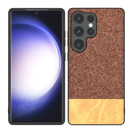 Kapa Soft Fabric & Leather Hybrid Protective Back Cover for Samsung Galaxy S25 Ultra | Shockproof Slim Hard Anti Slip Back Case (Brown)