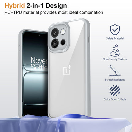 Kapa Hawkeye Clear Slim Tough Back Cover for OnePlus 13S | Camera Lens Protector Anti Yellow Shockproof Clear Hybrid Case Cover (Grey)