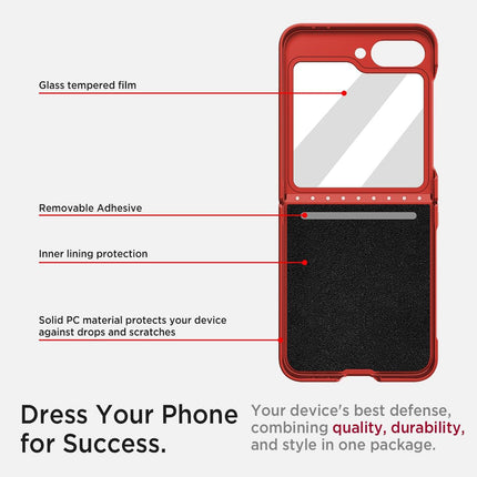 Kapa Textured Grip Hinge Protection Back Cover for Samsung Galaxy Z Flip5 / Z Flip 5 | with [Inbuilt Glass] Full Body Shockproof Hard Back Case (Red) - Mobizang