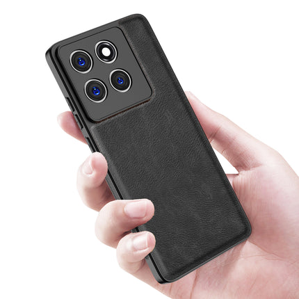 Kapa Tux Leather Back Cover for Moto Edge 60 / Edge 60 Fusion | Slim Shockproof Camera Protection Bumper Case (Black) - Mobizang