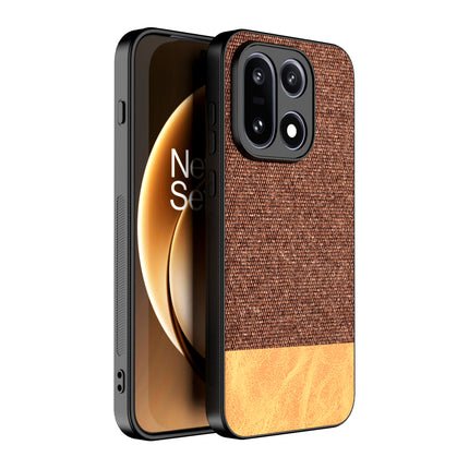 Kapa Soft Fabric & Leather Hybrid Protective Back Cover for OnePlus 15 | Shockproof Slim Hard Anti Slip Back Case (Brown)