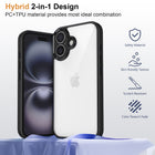 Kapa Hawkeye Clear Back Cover for Apple iPhone 16 Plus | Camera Lens Protector Shockproof Slim Clear Case Cover (Black Sides) - Mobizang