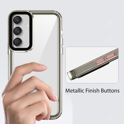 Kapa Warrior Acrylic Clear Back Cover For Samsung Galaxy M55 (5G) | Slim Shockproof [Military Grade Protection] Hybrid Bumper Case (Grey Sides)