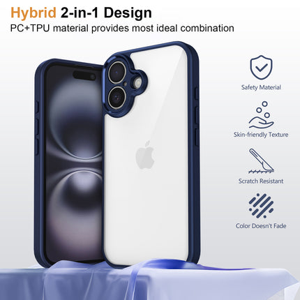 Kapa Hawkeye Clear Back Cover for Apple iPhone 16 | Camera Lens Protector Shockproof Slim Clear Case Cover (Blue Sides) - Mobizang