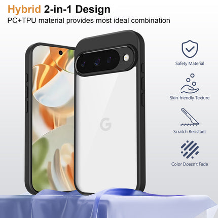 Kapa Hawkeye Clear Slim Tough Back Cover for Google Pixel 10 | Camera Lens Protector Anti Yellow Shockproof Clear Hybrid Case Cover (Black)