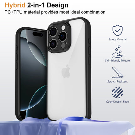 Kapa Hawkeye Clear Back Cover for Apple iPhone 16 Pro | Camera Lens Protector Shockproof Slim Clear Case Cover (Black Sides)