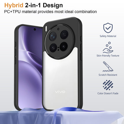 Kapa Hawkeye Clear Slim Tough Back Cover for Vivo X300 Pro 5G | Camera Lens Protector Anti Yellow Shockproof Clear Hybrid Case Cover (Black) - Mobizang