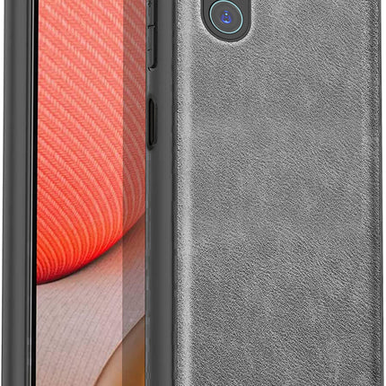 Kapa Tux Leather Back Cover for Samsung Galaxy M35 (5G) | Slim Shockproof Camera Protection Bumper Case (Grey) - Mobizang