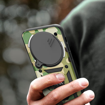 Kapa Tank Back Cover for Nothing Phone 3A Pro | Inbuilt Ring + Slider Shockproof Lens Protection Bumper Back Case (Green) - Mobizang