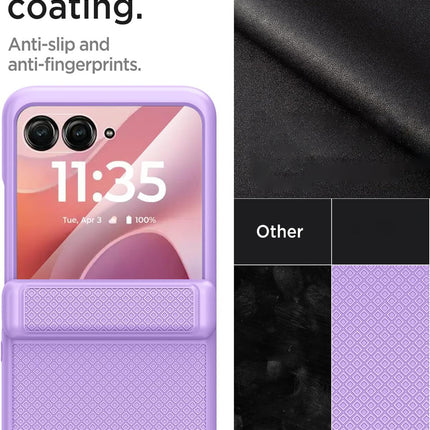 Kapa Textured Grip Hinge Protection Back Cover for Moto Razr 60/50 | with [Inbuilt Glass] Full Body Shockproof Hard Back Case (Purple)