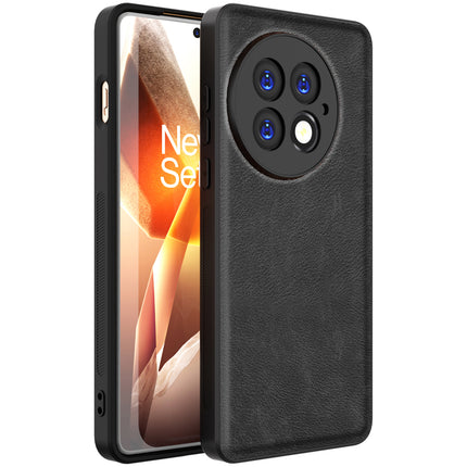 Kapa Tux Leather Back Cover for OnePlus 13 | Slim Shockproof Camera Protection Bumper Case (Black)