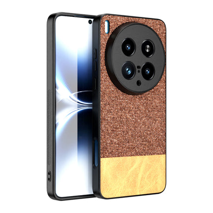 Kapa Soft Fabric & Leather Hybrid Protective Back Cover for Vivo X200 Ultra | Shockproof Slim Hard Anti Slip Back Case (Brown) - Mobizang