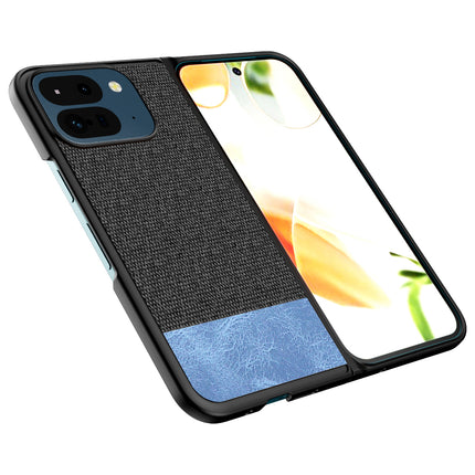 Kapa Soft Fabric & Leather Hybrid Protective Back Cover for Google Pixel 9 Pro Fold | Shockproof Slim Hard Anti Slip Back Case (Black,Blue) - Mobizang