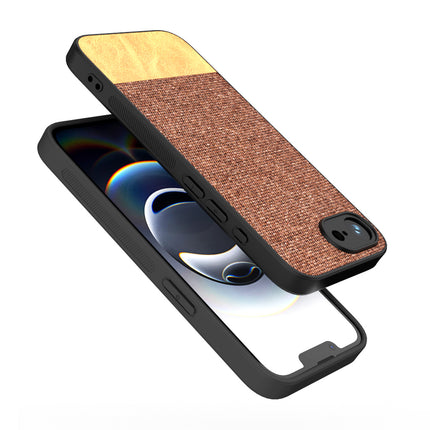 Kapa Soft Fabric & Leather Hybrid Protective Back Cover for Apple iPhone 16E | Shockproof Slim Hard Anti Slip Back Case (Brown)