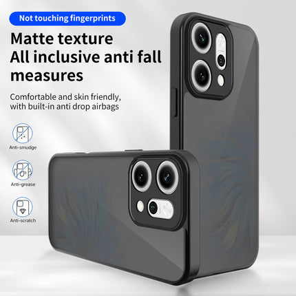 Kapa Smoked Hawkeye Matte Slim Tough Back Cover for Oppo Reno 14 5G | Camera Lens Protector Anti Yellow Shockproof Matte Hybrid Case Cover (Smoked Black)