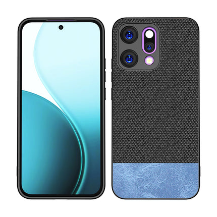 Kapa Soft Fabric & Leather Hybrid Protective Back Cover for Oppo Reno 14 5G | Shockproof Slim Hard Anti Slip Back Case (Black,Blue) - Mobizang