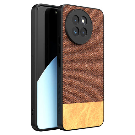 Kapa Soft Fabric & Leather Hybrid Protective Back Cover for Xiaomi 14 Civi | Shockproof Slim Hard Anti Slip Back Case (Brown)
