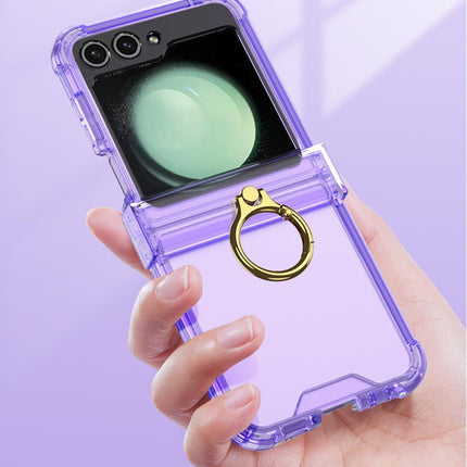 Kapa Clear Airbag Ring Back Case for Samsung Galaxy Flip6 / Z Flip 6 | Transparent Shockproof Slim Hard Protective Cover (Purple)