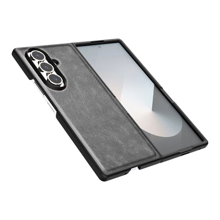 Kapa Tux Leather Back Cover for Samsung Galaxy Z Fold 7 | Slim Shockproof Camera Protection Bumper Case (Grey) - Mobizang