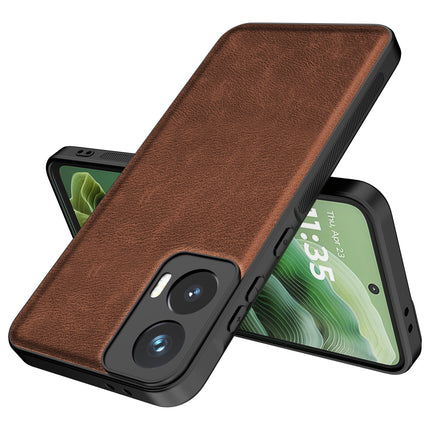 Kapa Tux Leather Back Cover for Moto G35 | Slim Shockproof Camera Protection Bumper Case (Brown)