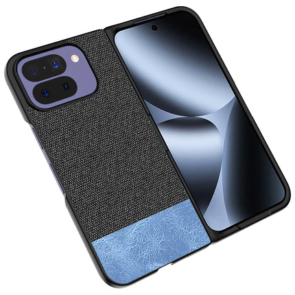 Kapa Soft Fabric & Leather Hybrid Protective Back Cover for Google Pixel 10 PRO FOLD | Shockproof Slim Hard Anti Slip Back Case (Black,Blue) - Mobizang