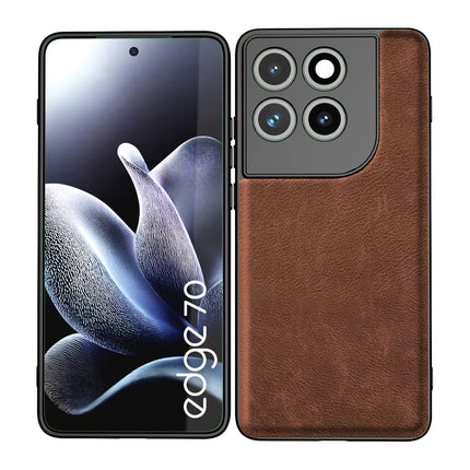 Kapa Tux Leather Back Cover for Moto Edge 70 | Slim Shockproof Camera Protection Bumper Case (Brown)