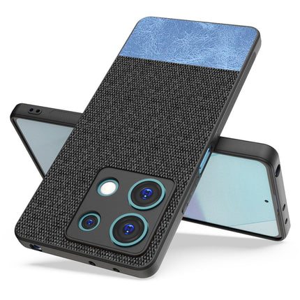 Kapa Soft Fabric & Leather Hybrid Protective Back Cover for Redmi Note 13 (5G) | Shockproof Slim Hard Anti Slip Back Case (Black,Blue)