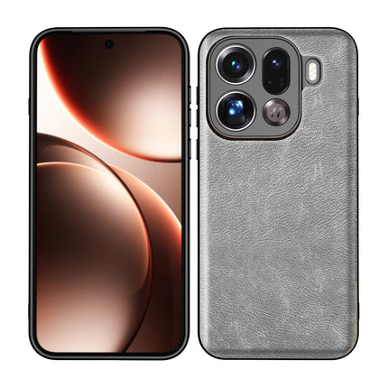 Kapa Tux Leather Back Cover for Oppo Find X9 Pro | Slim Shockproof Camera Protection Bumper Case (Grey)