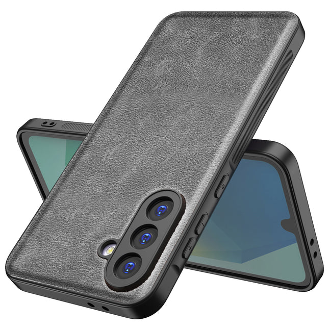 Kapa Tux Leather Back Cover for Samsung Galaxy M16 | Slim Shockproof Camera Protection Bumper Case (Grey)
